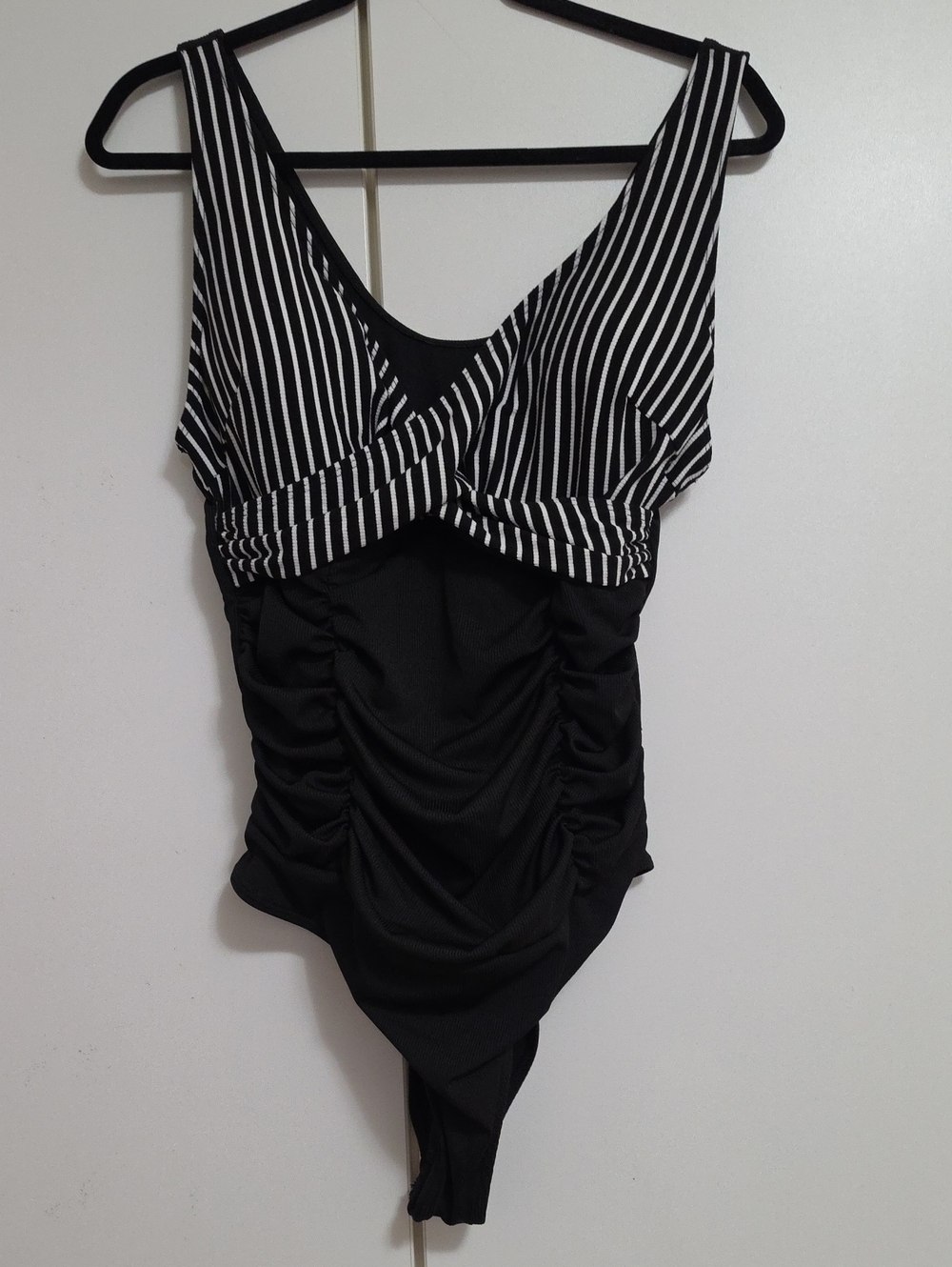 Black & White Striped One-Piece Swimsuit